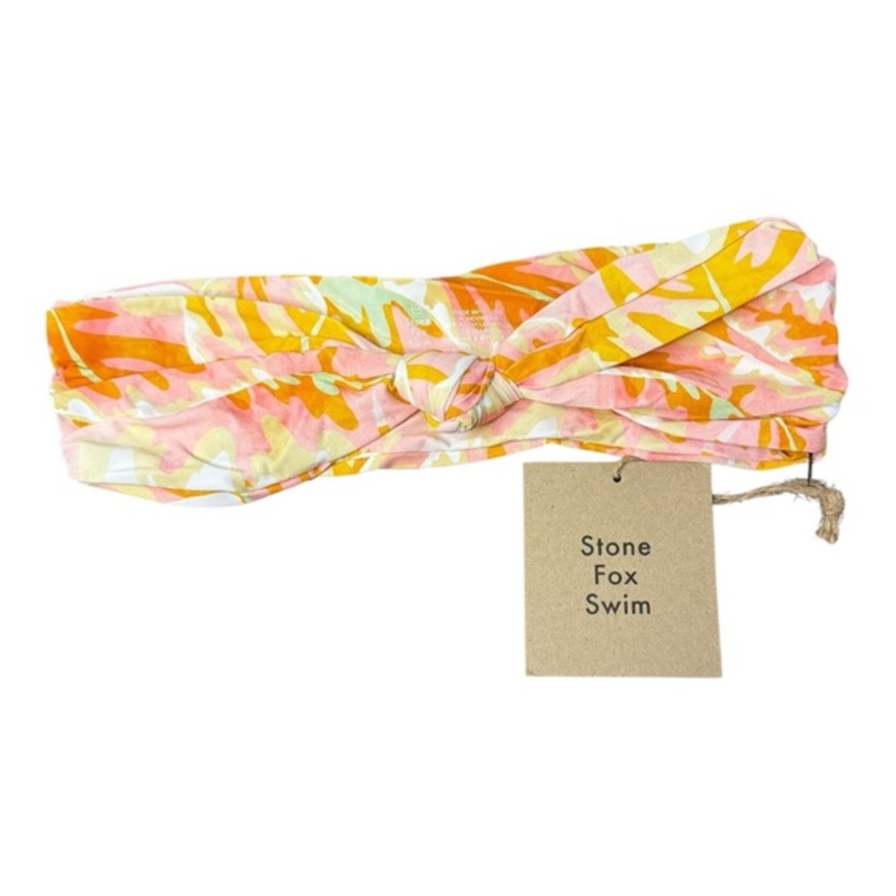 Stone Fox Swim Lele Bandeau Bikini‎ Top in Hot Tropix Print XS NWT - Picture 4 of 11